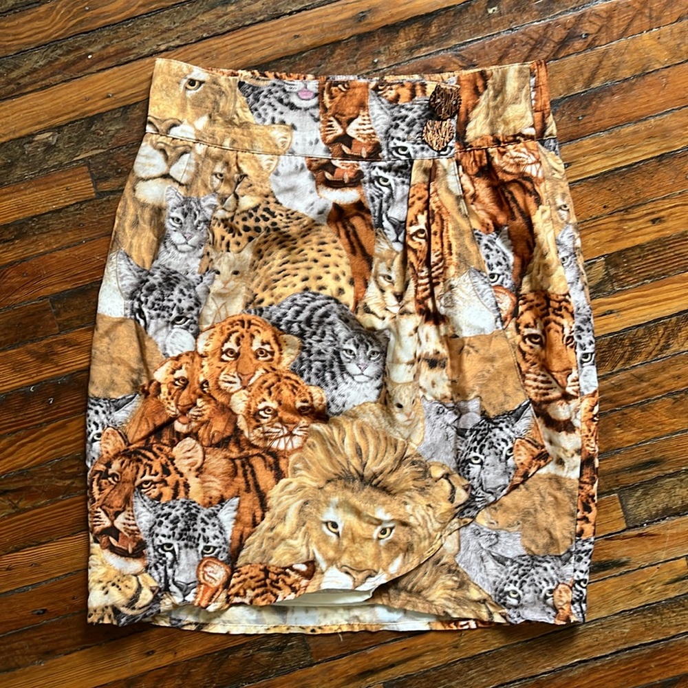 Cat Print Wrap Skirt by Platinum by Dorothy Schoelen